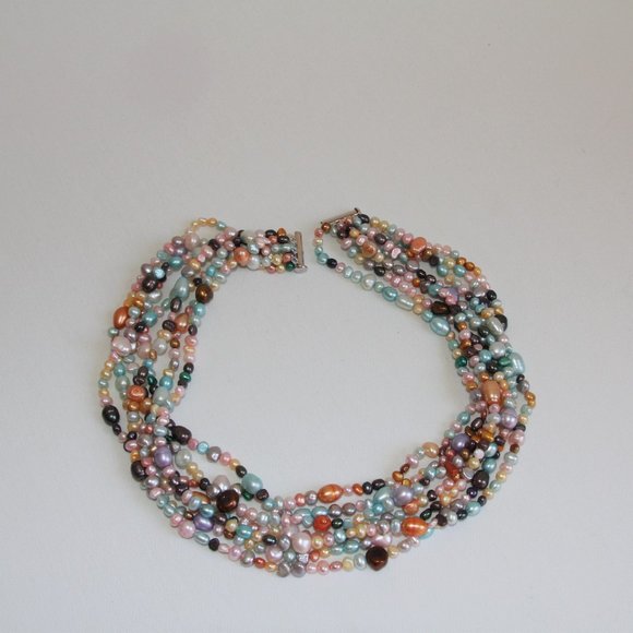 Sterling Silver 7-Strand Pearl Necklace - Picture 10 of 14